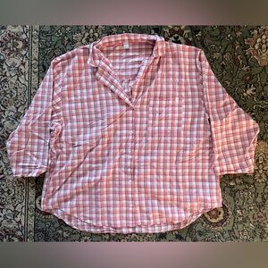 Old Navy Plaid Crop Sleeve Button Down